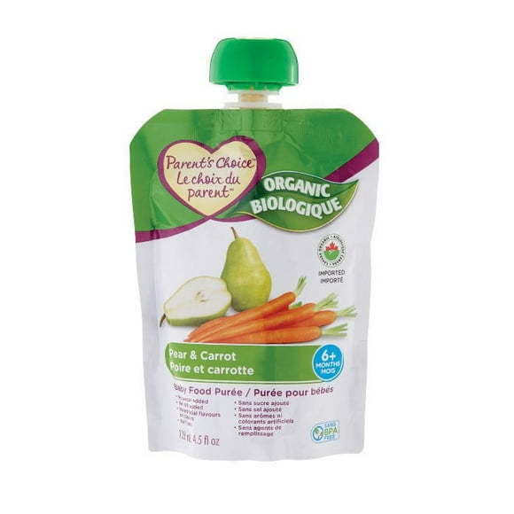 Parent's Choice Organic Pear & Carrot Baby Food Purée