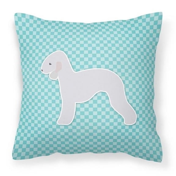 Carolines Treasures BB3694PW1414 Bedlington Terrier Checkerboard Blue Fabric Decorative Pillow