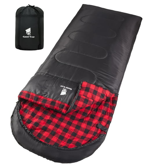GEERTOP Portable Sleeping Bag Flannel for Adults Big and Tall Lightweight Waterproof Warm 3-4 Season Backpacking Sleeping Bag for Camping Hiking Mountaineering