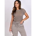 thumbnail image 6 of Women's Wide Leg Crochet Sheer Knit Sweater Matching Sets 2 Piece Set Pants Outfit Top for Lounge Gray XXL, 6 of 10