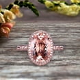 thumbnail image 3 of 1.75 Carat Oval Cut Morganite Engagement Ring On 10k Rose Gold Halo Stackable Ring Art Deco Anniversary Gift Personalized for Brides, 3 of 6