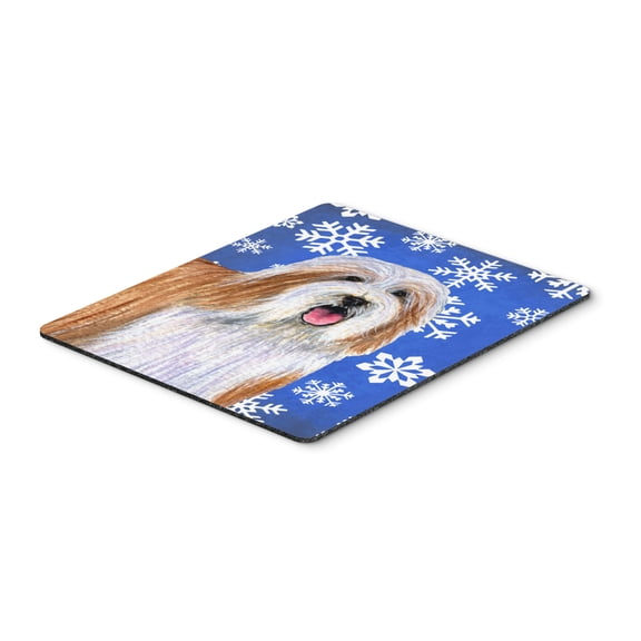 Carolines Treasures LH9285MP "Bearded Collie Winter Snowflakes Holiday Mouse Pad Hot Pad or Trivet" Large multicolor