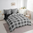 thumbnail image 3 of Manfei Geometric Plaid 7-Piece Twin Bedding Sets,Black Grey Bedding Comforter Set,Contemporary Abstract Breathable Sheet Sets,Microfiber Grid Room Decorative,Reversible, 3 of 7