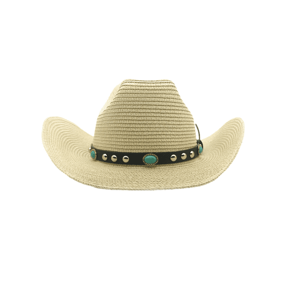 Keevoom Cowboy Straw Hats for Women Men Roll Brim Western Cowgirl Straw Hat Sunshade Hat