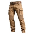 thumbnail image 4 of Mifsaly Mens Cargo Pants Straight Leg Relaxed Fit Work Trousers with Multi Pockets Khaki,S, 4 of 5