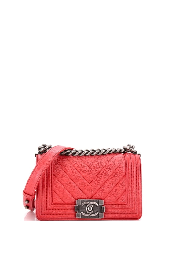 Pre-Owned Boy Flap Bag Chevron Caviar Small By Rebag