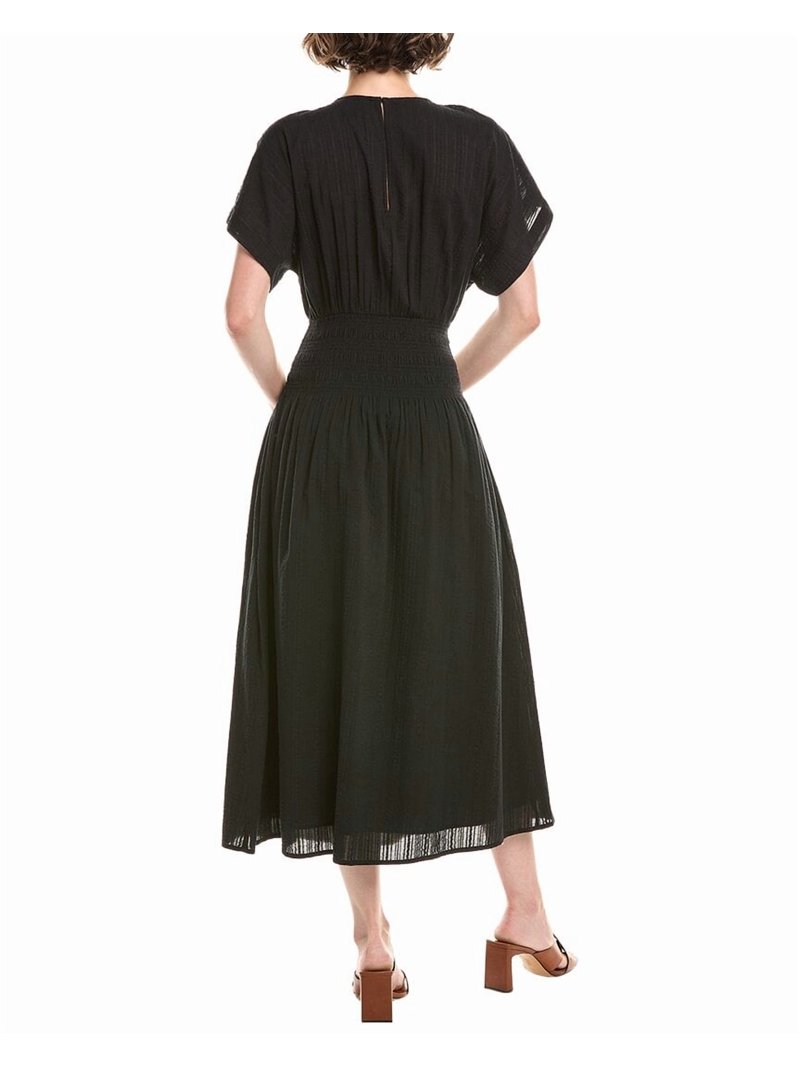 knee length dresses for ladies Madewell Black Short Sleeve Ribbed Pocket Tee Midi Dress –  famousbrandstrading main image 1