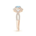 thumbnail image 3 of ANGARA Natural Aquamarine Crossover Shank Cocktail Ring with Halo in 14K Rose Gold for Women (Size-6mm) | March Birthstone, Birthday, Anniversary, Jewelry Gift for Women | Natural Aquamarine Ring, 3 of 9