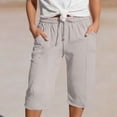 thumbnail image 2 of YMNXA Children Kids Girls Summer Shorts Elastic Waist Solid Color Straight Leg Lightweight Breathable Fashion Shorts For Daily Wear,White,12-13 Years, 2 of 5