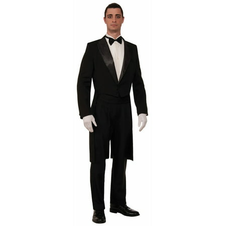 Mens Black White Formal Butler Gentleman Tuxedo Black Tie Tailcoat ...