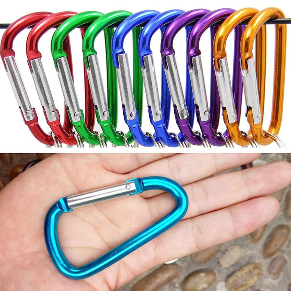 6-Pack Blue Aluminum Carabiner Keychains – Locking Spring Gate, D-Ring, Belt Clip, Multi-Use