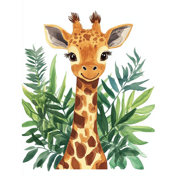 Cute Giraffe Watercolor Wall Art Canvas Print，Suitable for Living Room， Bedroom， Nursery， Office， and Bathroom Decor.