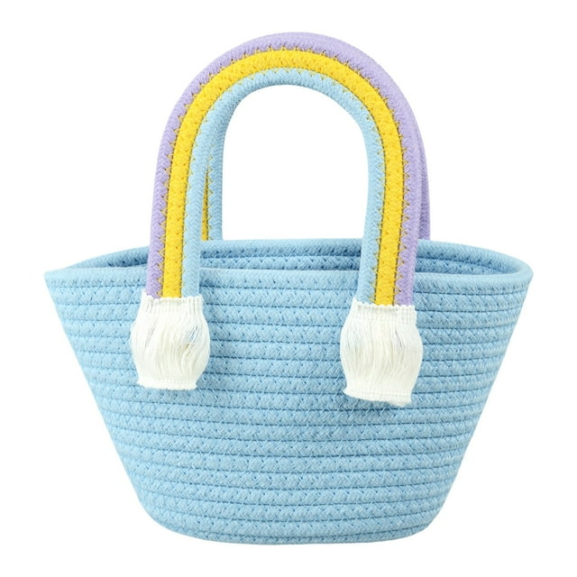 Bdday Fabric Storage Bins Handbag Picnic Basket Cotton Rope Woven Bag Cloth Storage Bins