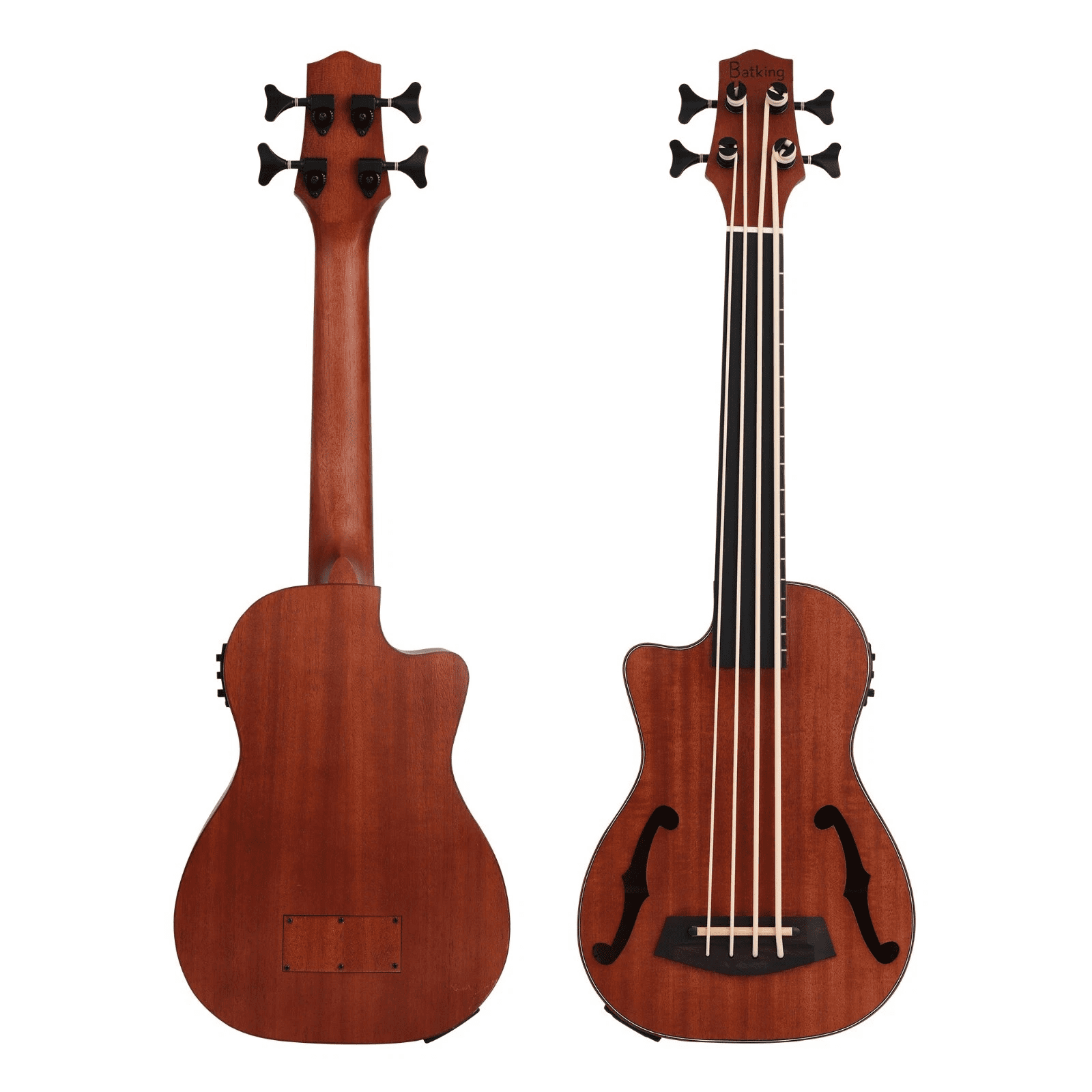 Batking Bass Ukulele For Adults UBass Ukelele Baritone Fretless Electric with F-Holes and Gig Bag 30 Inch Ukulele For Kids