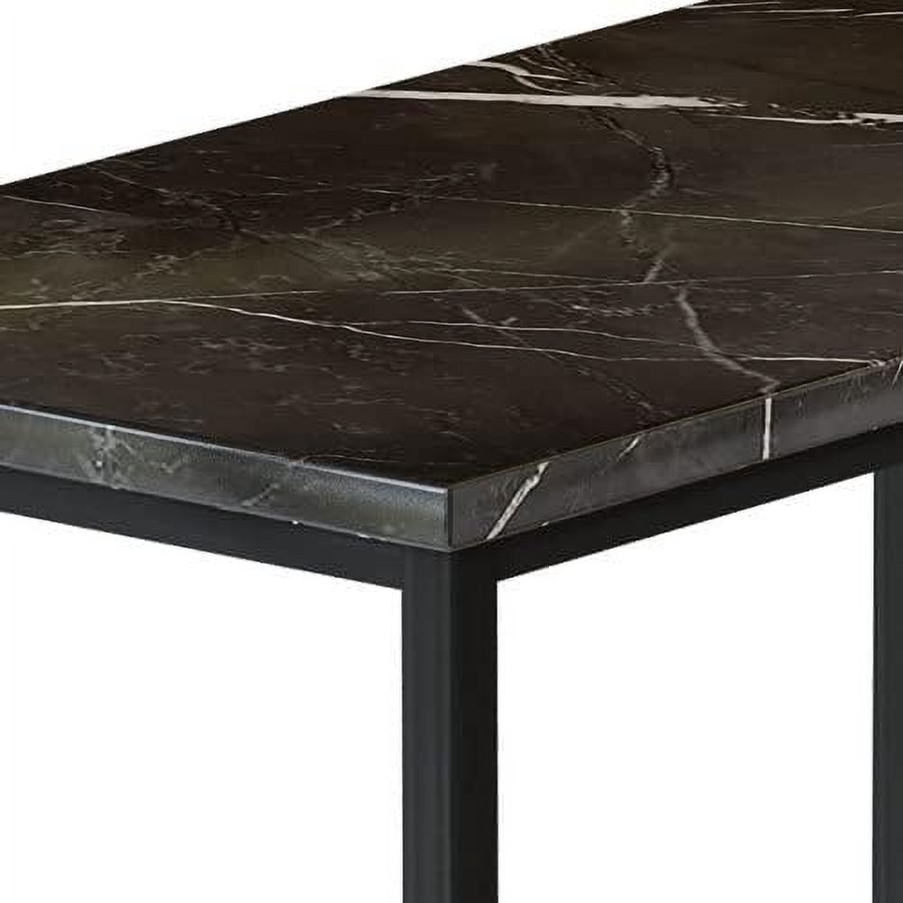4-person dining table set, modern artificial marble dining table set, kitchen table and chair set of 4 pieces, with 4 PU leather chairs, suitable for small spaces, apartments, restaurants, black
