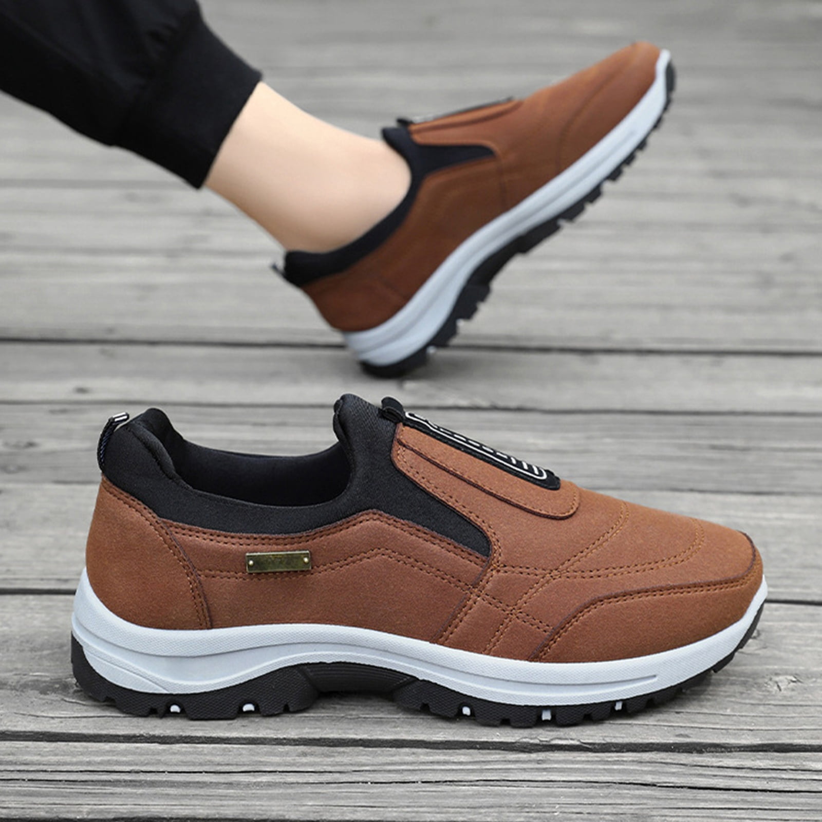 NexTorq Mens Lightweight Sneakers, Walking Shoes for Men, Men's Comfortable Waterproof Breathable Orthopedic Walking Shoes,Orthopedic Walking Shoes Slip On Hiking Shoes for Men Coffee 10.5