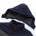 thumbnail image 4 of Men's Thickened Overcoat, Warm Winter Full Zipper Windproof Color Matching Detachable Hood Snow Jacket with Zippered Pocket, 4 of 7
