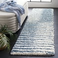 thumbnail image 2 of SAFAVIEH Hudson Shag Jagoda Striped Runner Rug, Ivory/Slate Blue, 2'3" x 8', 2 of 8