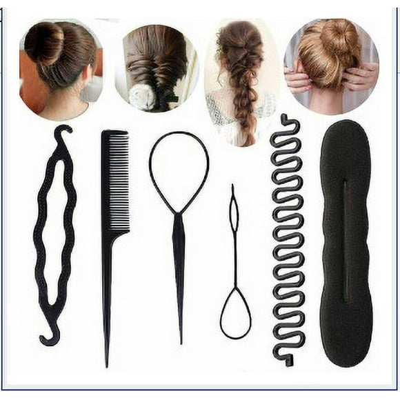 Zshan 6PCS Hairstyle Tool Hair Braiding Kit, Hair Styling Accessories, Ponytail Maker Bun Making Kit, DIY Braid Hairstyle Kit for Women Girl French Hair All Hair Types