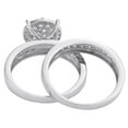 thumbnail image 3 of 10K White Gold Diamond Trio Set Circle Halo Bridal Set + Wedding Band 1.50 Ct., 3 of 7