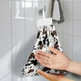 thumbnail image 2 of ZIATUBLE Cow Print Dish Towel Hand Towels Elastic Hanging Kitchen Towel with Snap Button Hand Towels for Kitchen and Bathroom Easy to Clean Hanging Kitchen Hand Towels Decoration, 2 of 7