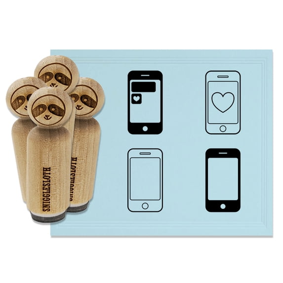 Mobile Smart Phone Tablet Texting Rubber Stamp Set for Scrapbooking Crafting Stamping - Small 3/4 Inch