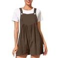 thumbnail image 1 of Penkiiy Combinaisons pour Femmes Combinaison Pyjama Solide Décontracté à Bretelles Jambes Larges Short Café TP Combinaisons, 1 of 4