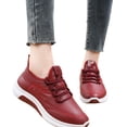 thumbnail image 6 of Women Waterproof Leather Winter Sneakers Elastic No Tie Lace Up Warm Fleece Lined Lightweight Cushion Walking Shoes, 6 of 6