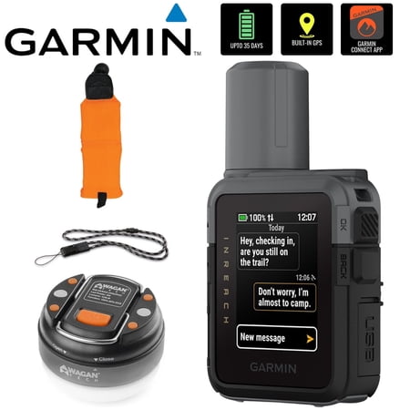 Garmin inReach Mini 3 Compact SOS Satellite Communicator with Touchscreen 010-03387-00 Bundle with Quick Release Lanyard, Orange Floating Foam Wrist Strap and LED Brite-Nite Dome Lantern Flashlight