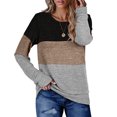 thumbnail image 2 of Moda mujer verano camiseta manga larga casual patchwork top blusa Fridja  hj1914, 2 of 7