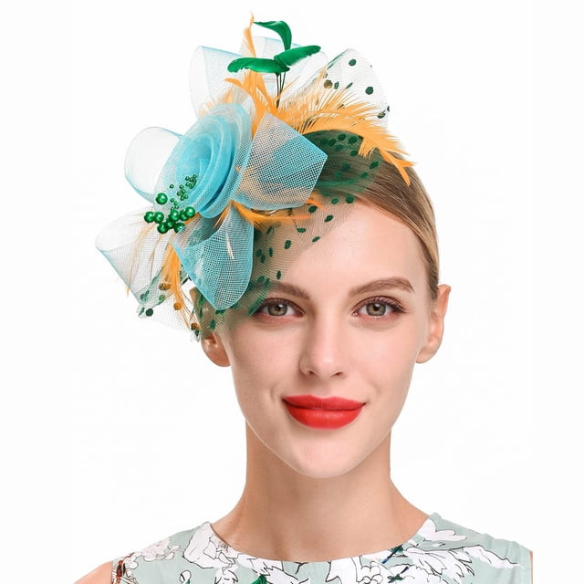 PEIXUN Hat for Women Wedding Flower Cocktail Mesh Feathers Hair Clip Tea Party Headband