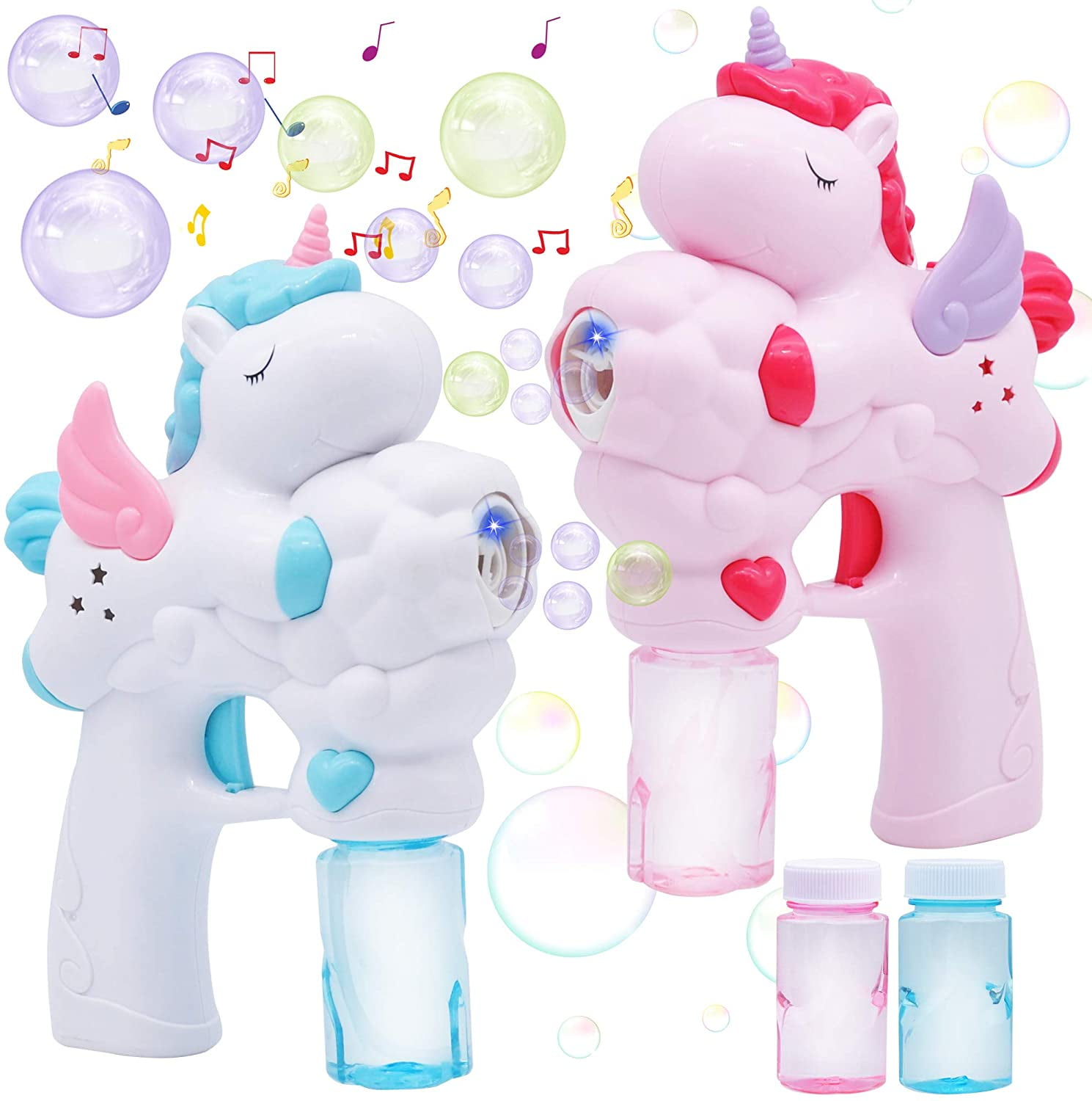 2 Pack Bubble Guns for Kids with 50 ML Bubble Solution, Unicorn Party