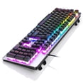 thumbnail image 4 of para juegos con ergonómico silencioso con retroiluminación LED, para juegos retro, para escritorio, computador Negro 15 retro Macarena teclado para juegos, 4 of 8
