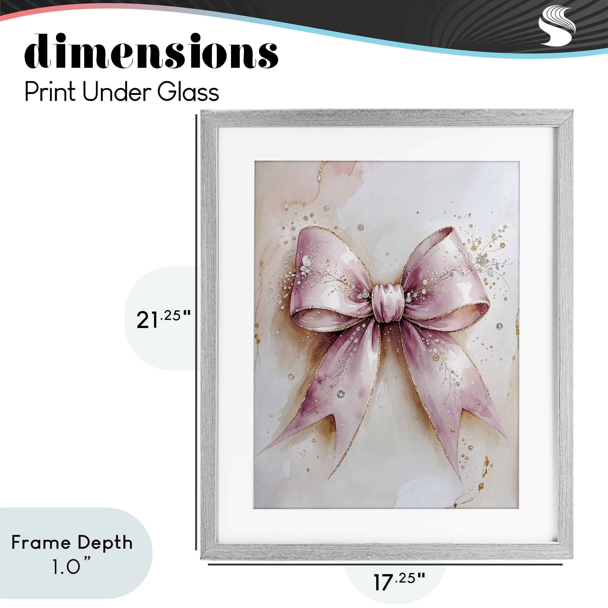 Stupell Industries Glamorous Blush Pink Bow Gray Framed Print Under Glass, design by Nataly White