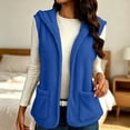 thumbnail image 2 of Womens Fleece Vest Fall Winter Casual Sleeveless Hooded Cardigan Vests with Pockets Solid Color Warm Comfy Outerwear,Sizes S-3XL, 2 of 10