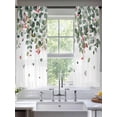 thumbnail image 3 of Green Botanical Semi Sheer Curtains 63 Inch Length 2 Panels Set, Watercolor Spring Eucalyptus Leaves Red Sheer Kitchen Curtain Privacy Voile Window Curtain for Living Room Bedroom Rod Pocket Drapes, 3 of 7