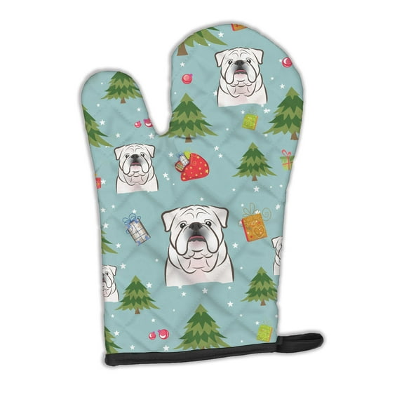 Carolines Treasures BB5009OVMT Christmas White English Bulldog  Oven Mitt Large multicolor