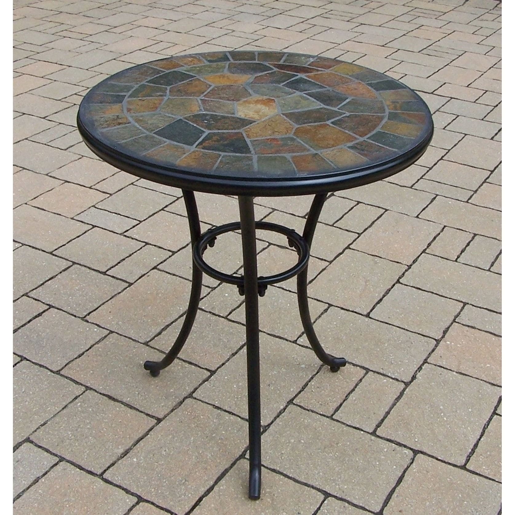 Oakland Living Corporation Hometown Natural Stone And Metal 24 Inch Round Bistro Table