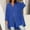 Blue, variant on Fesfesfes Women's Loose Blouses Trendy Straight Hem Button-Front Long-Sleeve Round Neck Tee Comfy Breathable Comfy Solid Color T-shirt(Army Green,XL)
