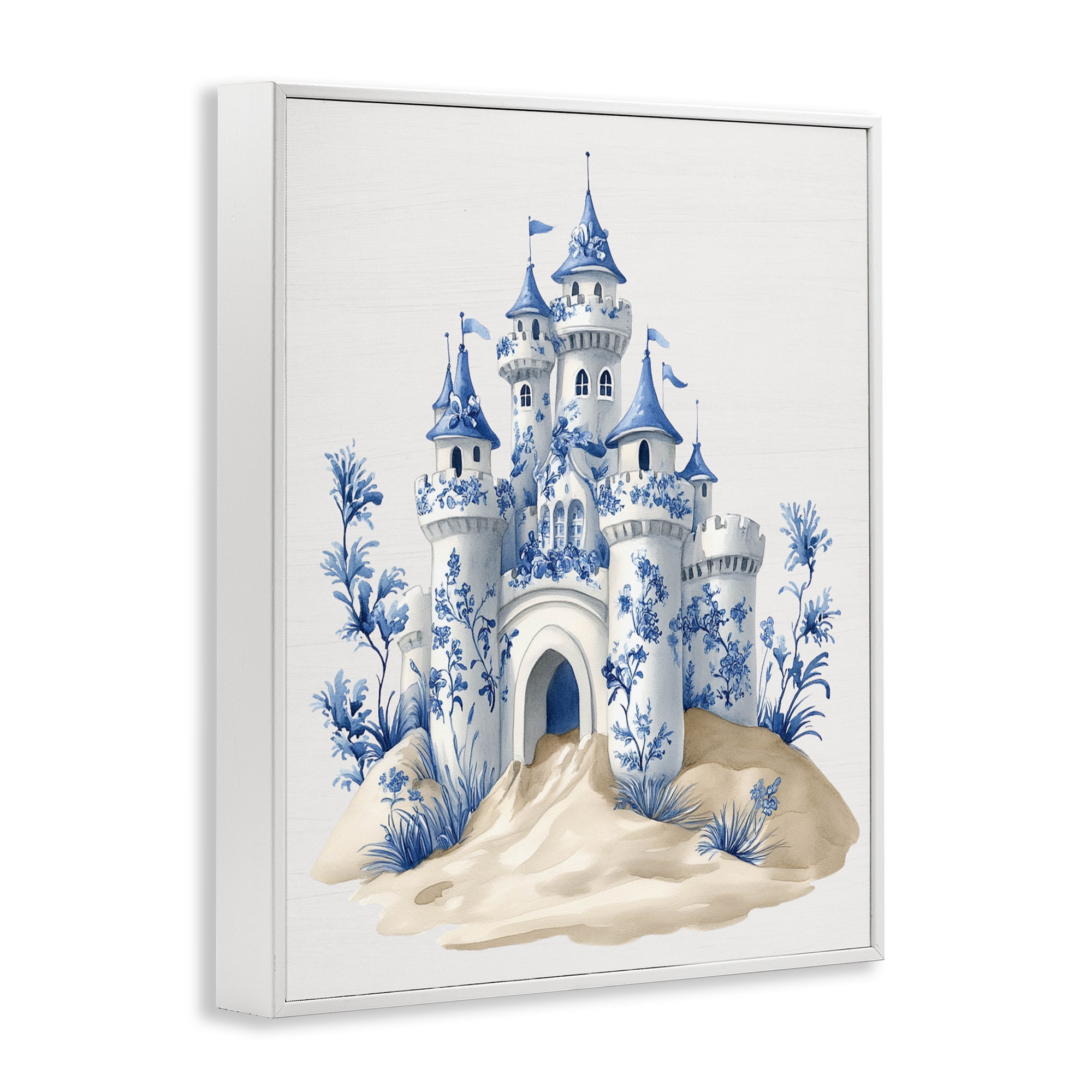 Funky Toile Castle White Framed Giclee Art, design by Lettered and Lined