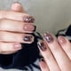 thumbnail image 1 of Uñas postizas negras con punta francesa y diseño de mariposa ojo de gato, cuadradas, acrílicas, con pegamento, 24 unidades., 1 of 5