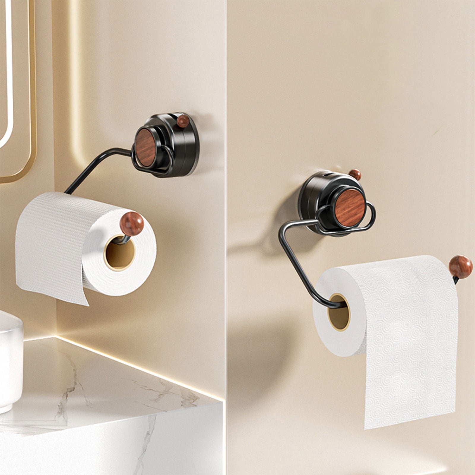 JilgTeok 5 Packs Vintage Toilet Paper Roll Rack Wall Mounted 180 Degree Rotation Easy Use Suction Cup Paper Towel Holder for Bathroom Kitchen Washroom