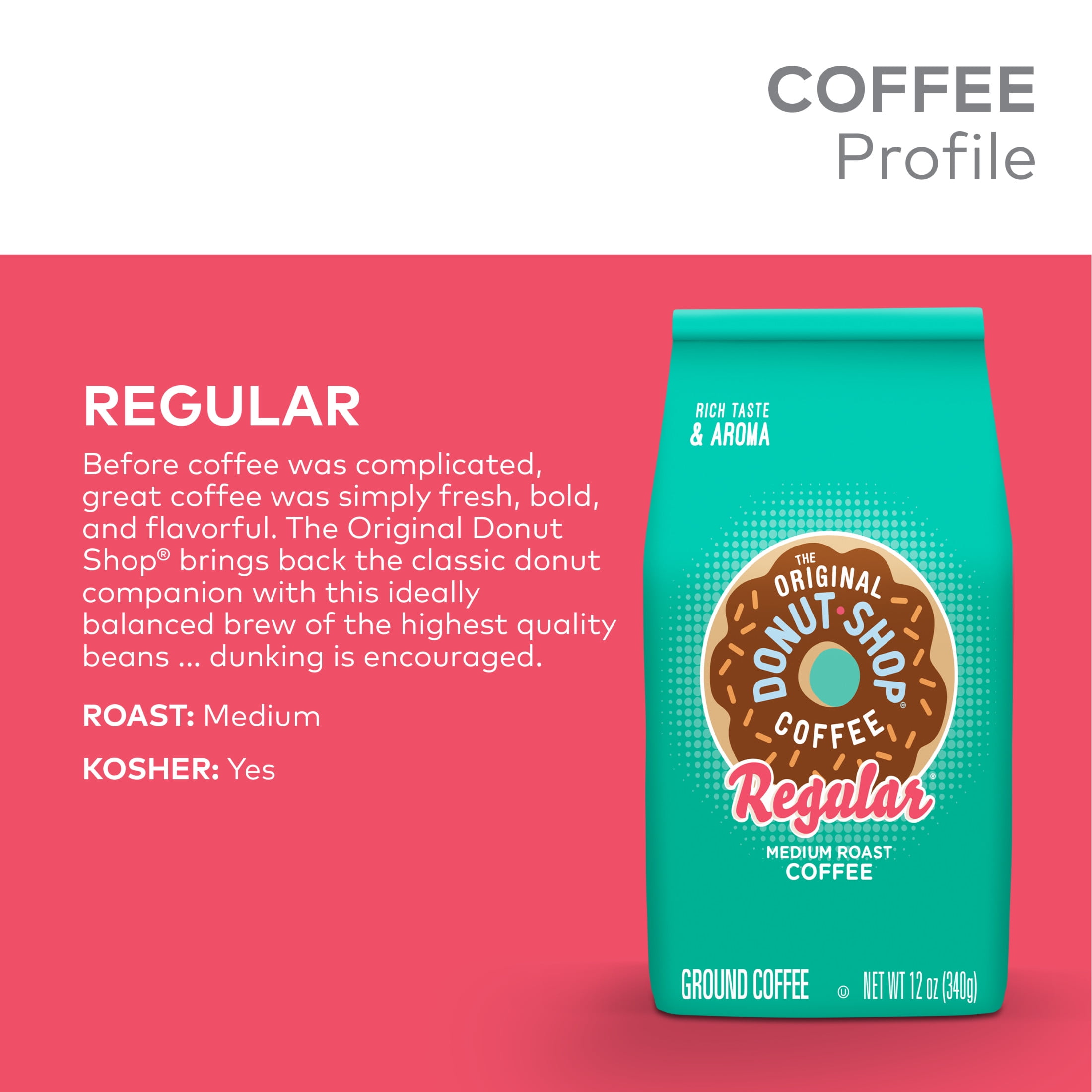 The Original Donut Shop, Regular Medium Roast Ground Coffee, Bagged 12 oz