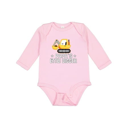 

Inktastic Papa Little Digger Construction Truck Gift Baby Boy Long Sleeve Bodysuit