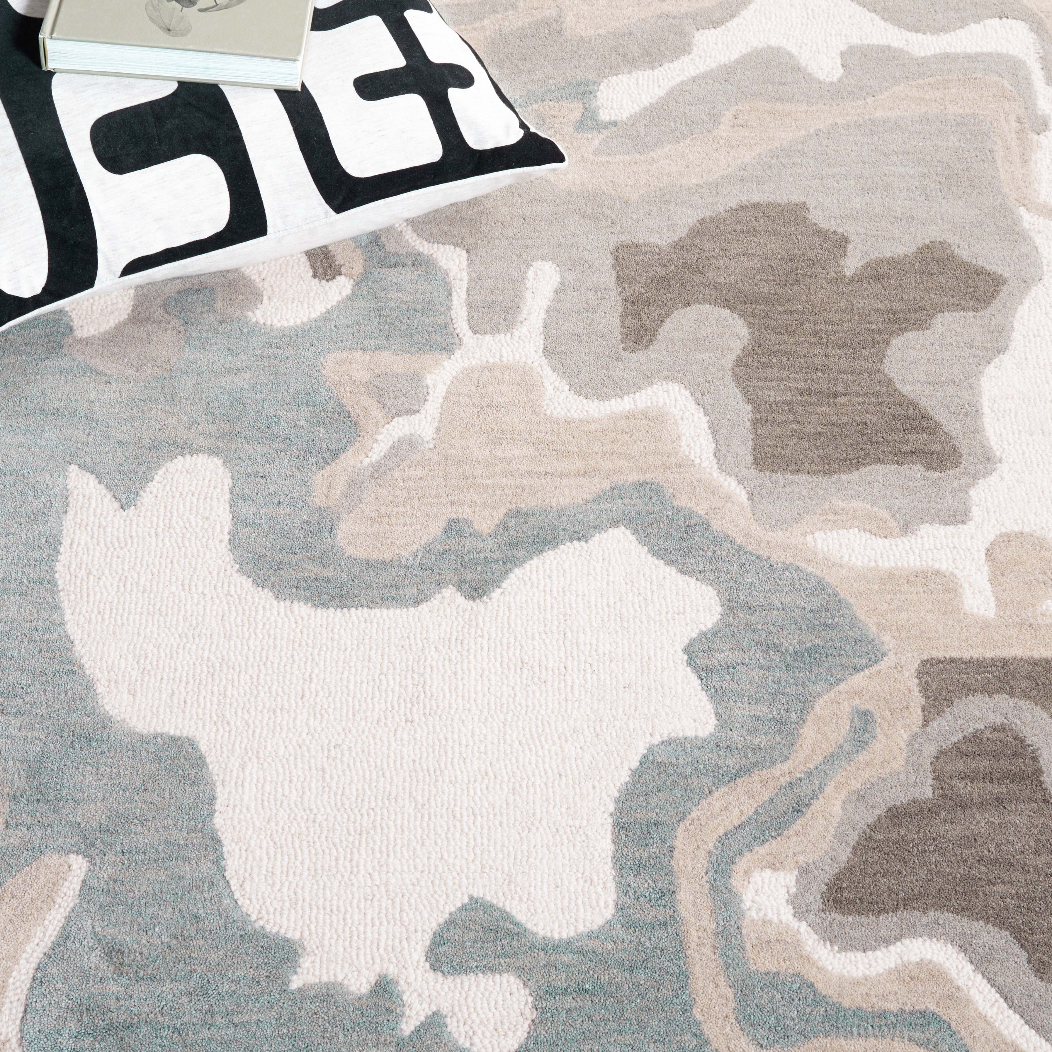 SAFAVIEH Rodeo Mario Abstract Wool Area Rug, Ivory/Gray, 5' x 8'