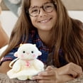 thumbnail image 3 of Lamb Stuffed Animal, Plush Stuffed Animals, 8 In, Green Accent Scarf, Sheep Stuffed Animal, Nursery Decor for Girls, White Pink, 1 Pc, 3 of 5