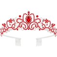 thumbnail image 1 of Didder Tiara de cristal plateado corona diadema princesa elegante corona con peines para mujeres niñas novia boda fiesta de cumpleaños, 1 of 4