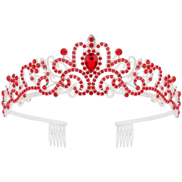 Didder Tiaras y coronas plateadas para mujer, coronas de tiara de cristal rosa para mujeres y niñas, corona elegante con peines, corona de princesa, tiara, coronas de cumpleaños para mujeres, novia, b