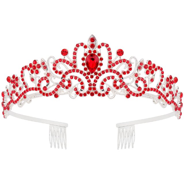 Didder Tiara de cristal plateado corona diadema princesa elegante corona con peines para mujeres niñas novia boda fiesta de cumpleaños