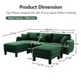 thumbnail image 5 of Newest Boucle Fabric U Shape Sectional 3-seater Sofa Couch,Distinctive Shell-shaped Armrests,2 Movable Ottomans,Cylindrical Legs Wrapped,Self-fabric,Green Color, 5 of 17